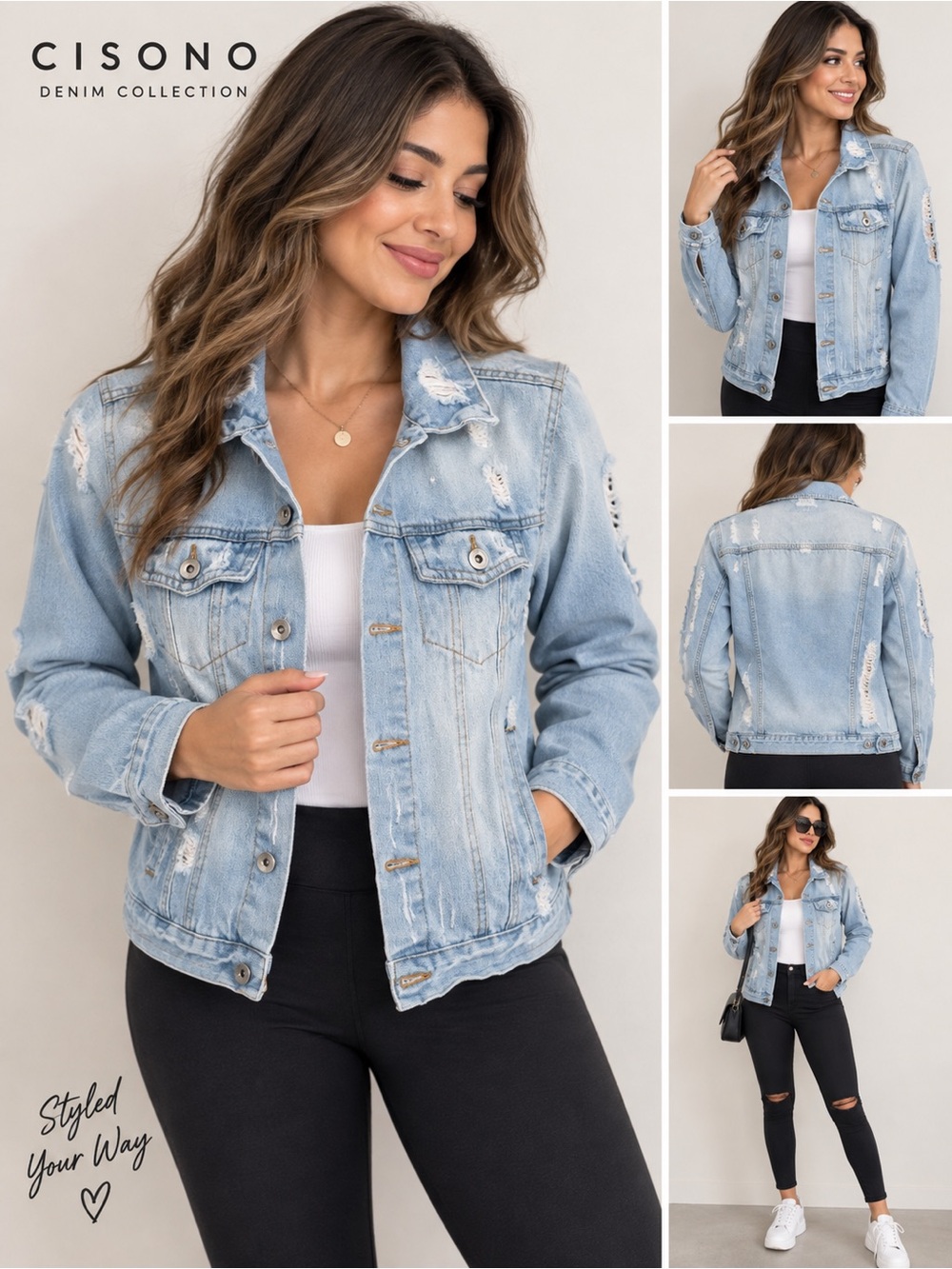 Light Wash Distressed Denim Jacket